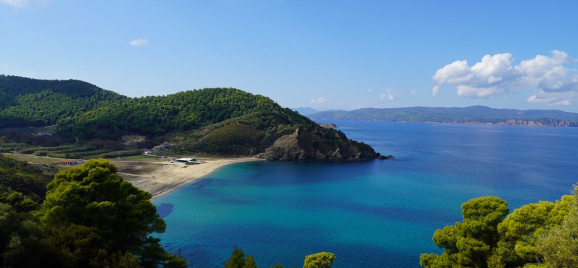 A beach of Skiathos a seen from a hiking trail