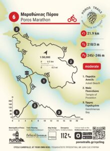 A trailhead cycling map on Poros Trails